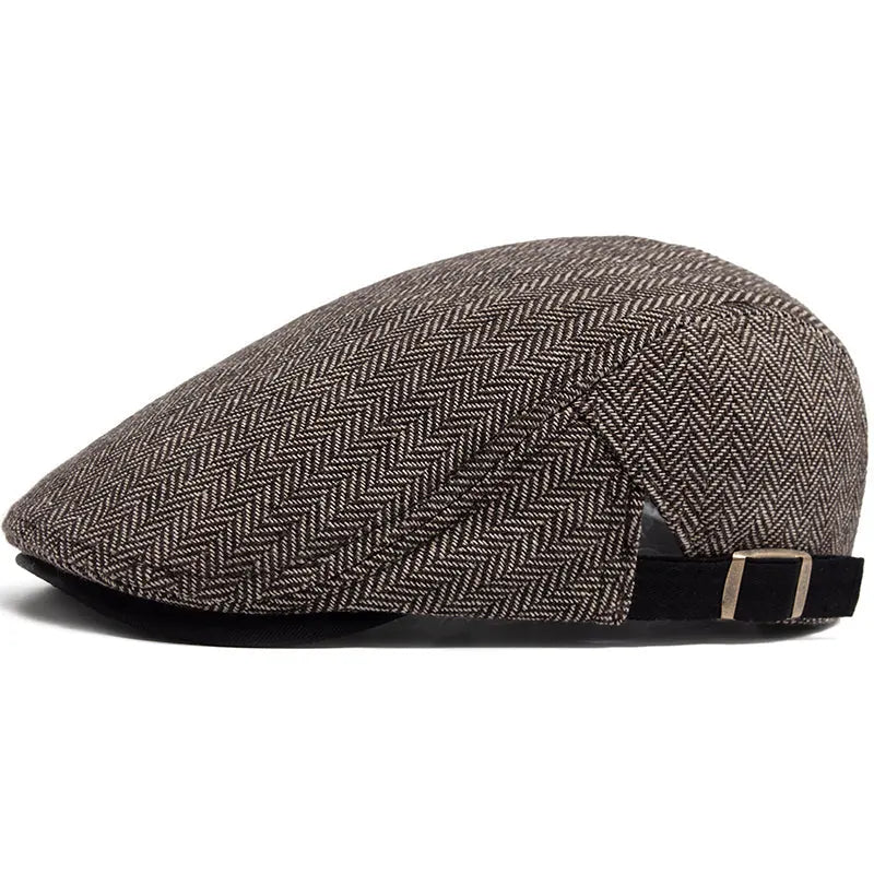 Béret Plat en Laine à Chevrons
