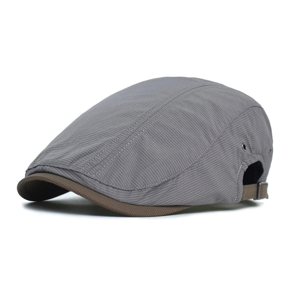 Béret en Coton à Fines Rayures