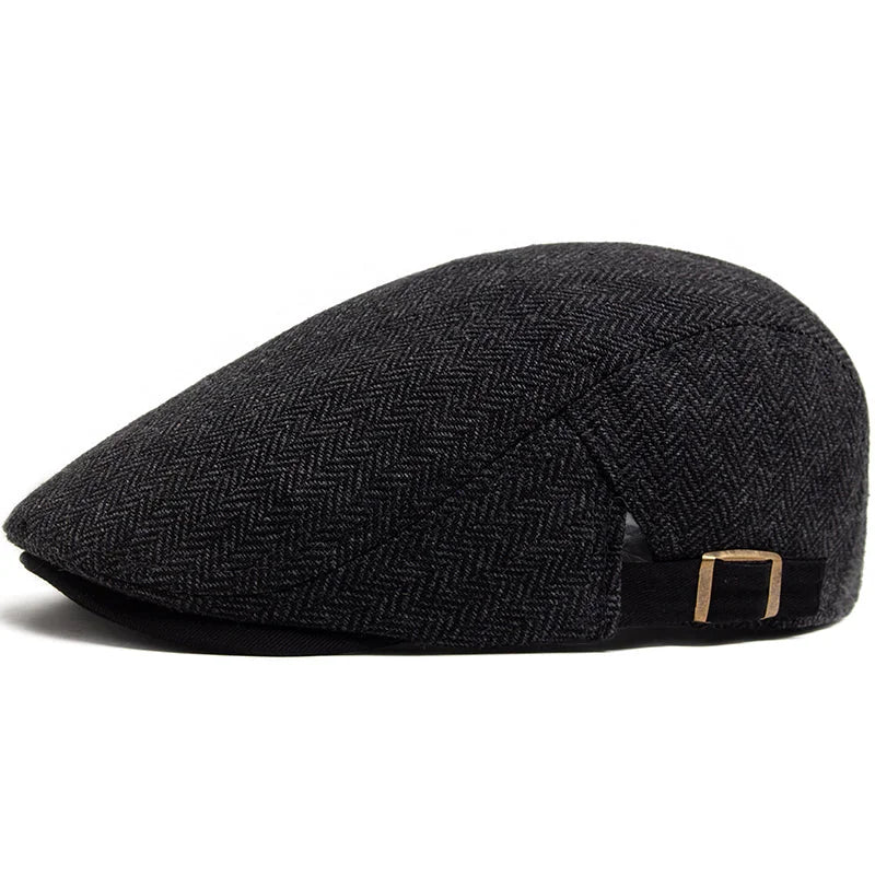 Béret Plat en Laine à Chevrons
