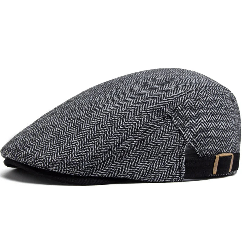 Béret Plat en Laine à Chevrons