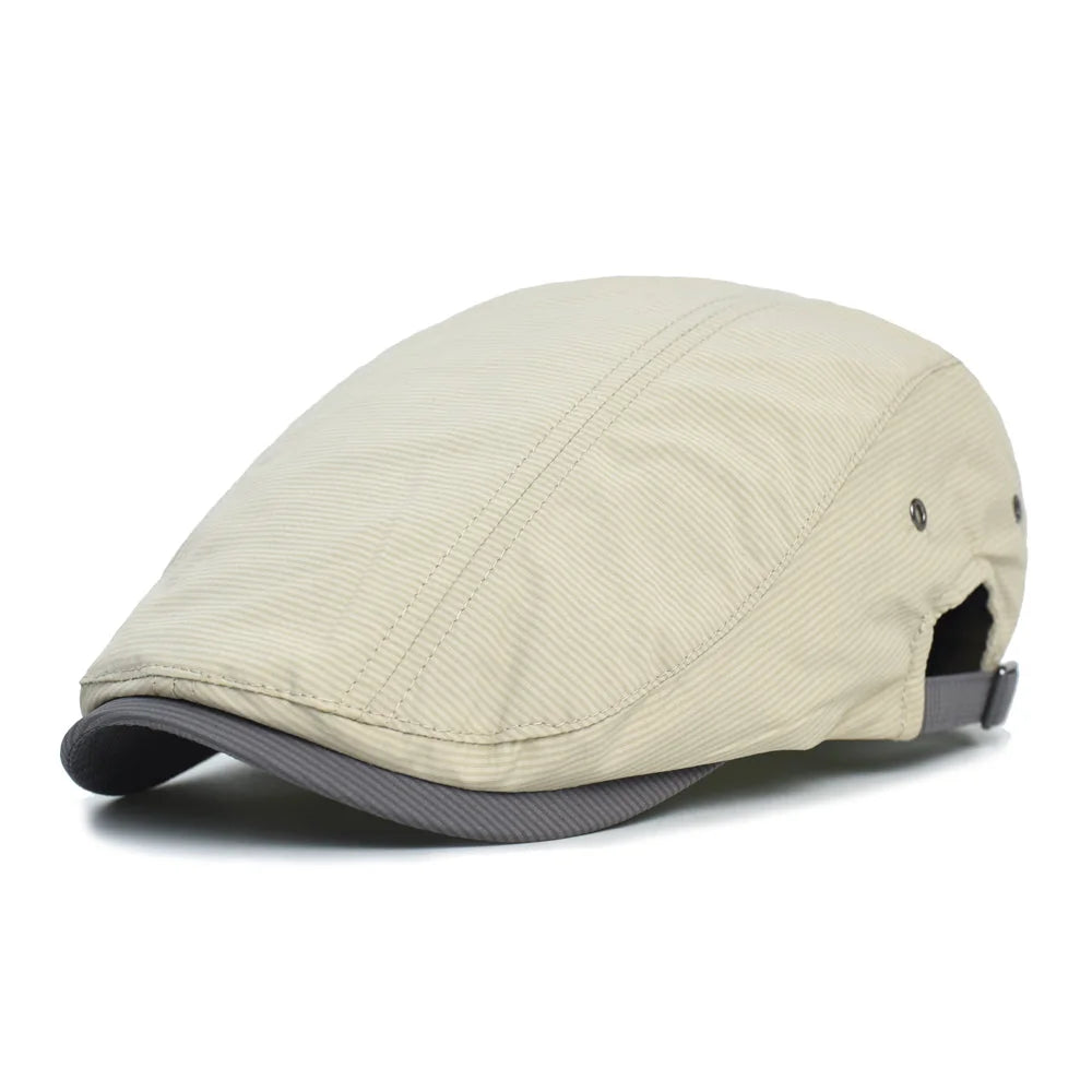 Béret en Coton à Fines Rayures