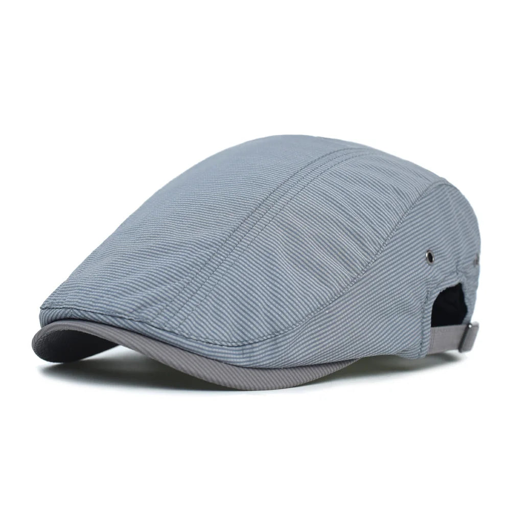 Béret en Coton à Fines Rayures