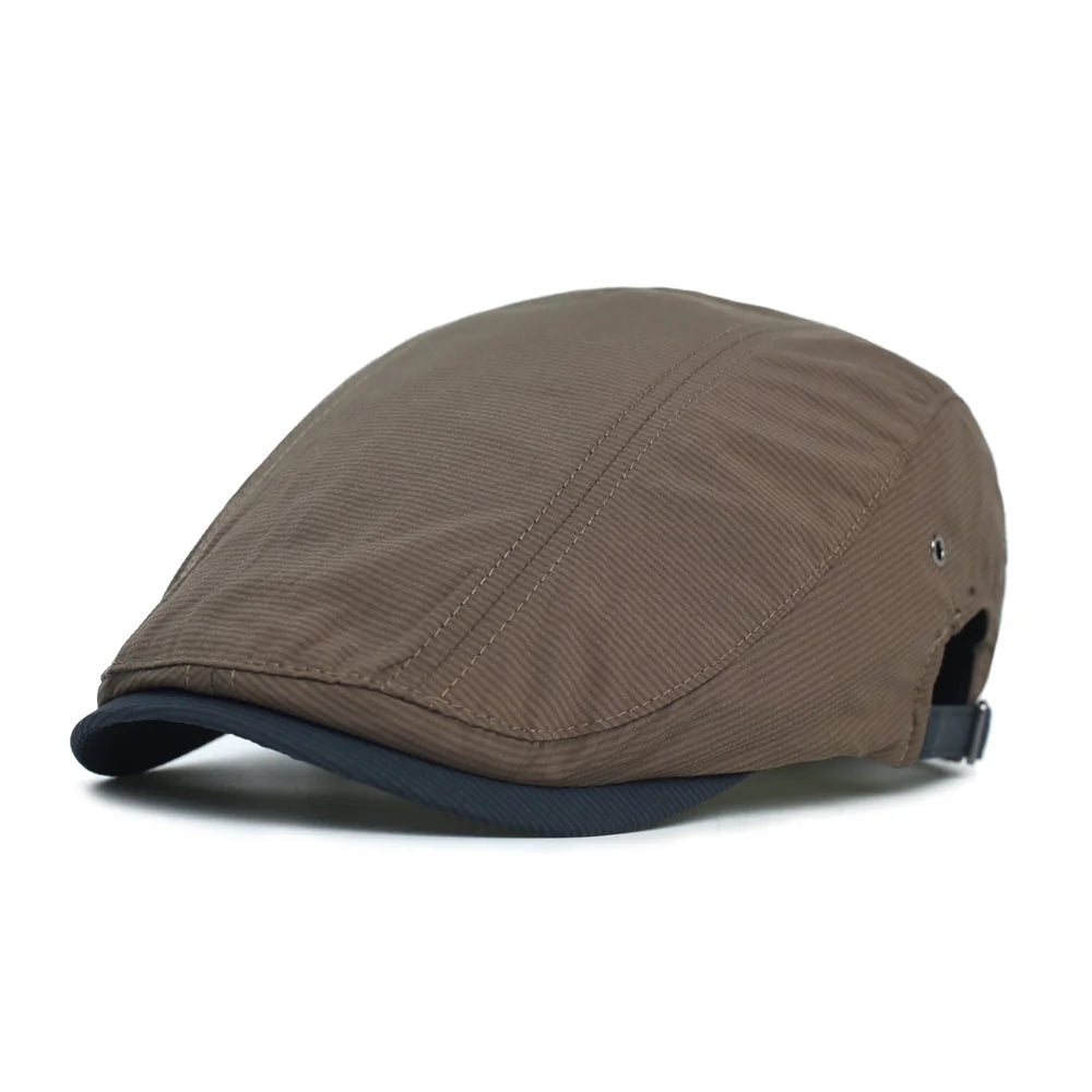Béret en Coton à Fines Rayures
